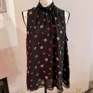 loft · high neck floral blouse